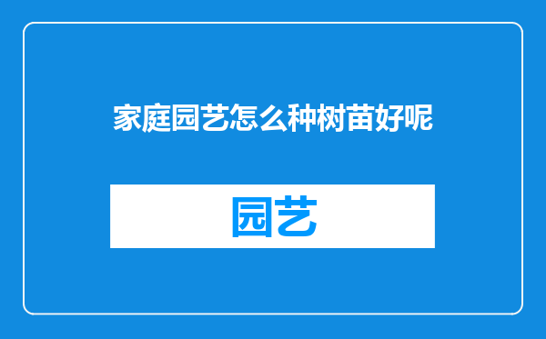 家庭园艺怎么种树苗好呢