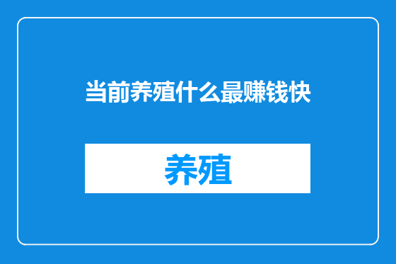 当前养殖什么最赚钱快