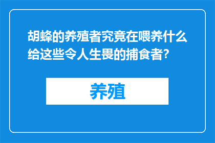 胡蜂的养殖者究竟在喂养什么给这些令人生畏的捕食者？