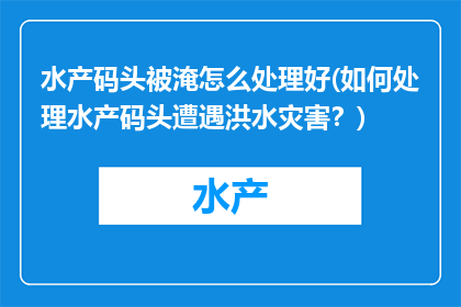 水产码头被淹怎么处理好(如何处理水产码头遭遇洪水灾害？)