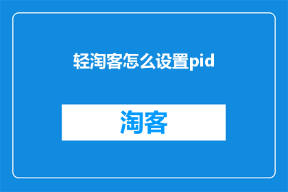 轻淘客怎么设置pid