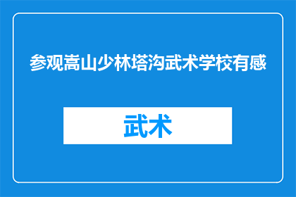 参观嵩山少林塔沟武术学校有感(参观嵩山少林塔沟武术学校，你有什么深刻的感受或疑问吗？)